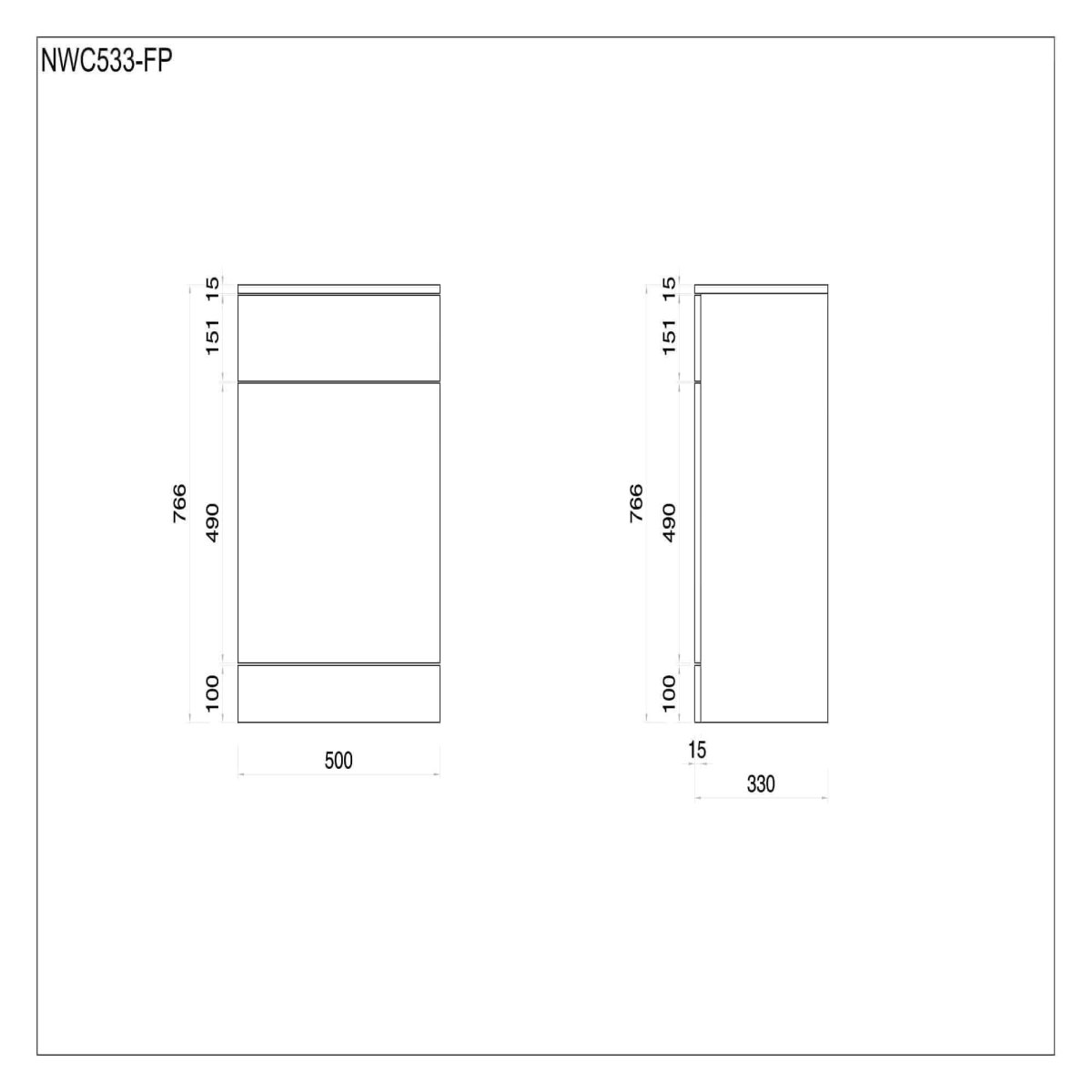 Mars Flatpack 600x330mm WC Unit (to suit 750,850,1050,1200 mm units)