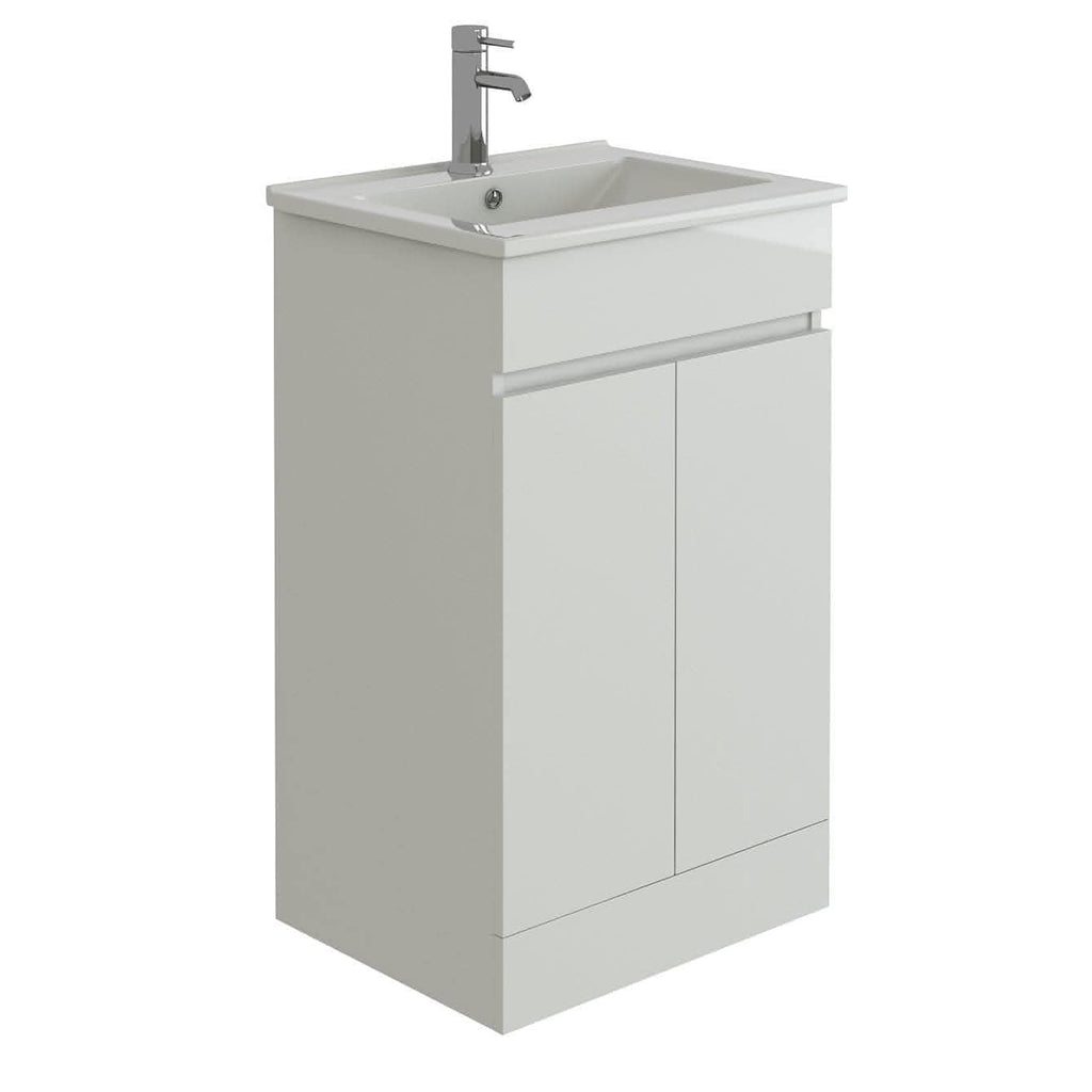 Modern 2 Door Floor Standing Vanity Unit With Basin - 1 TH