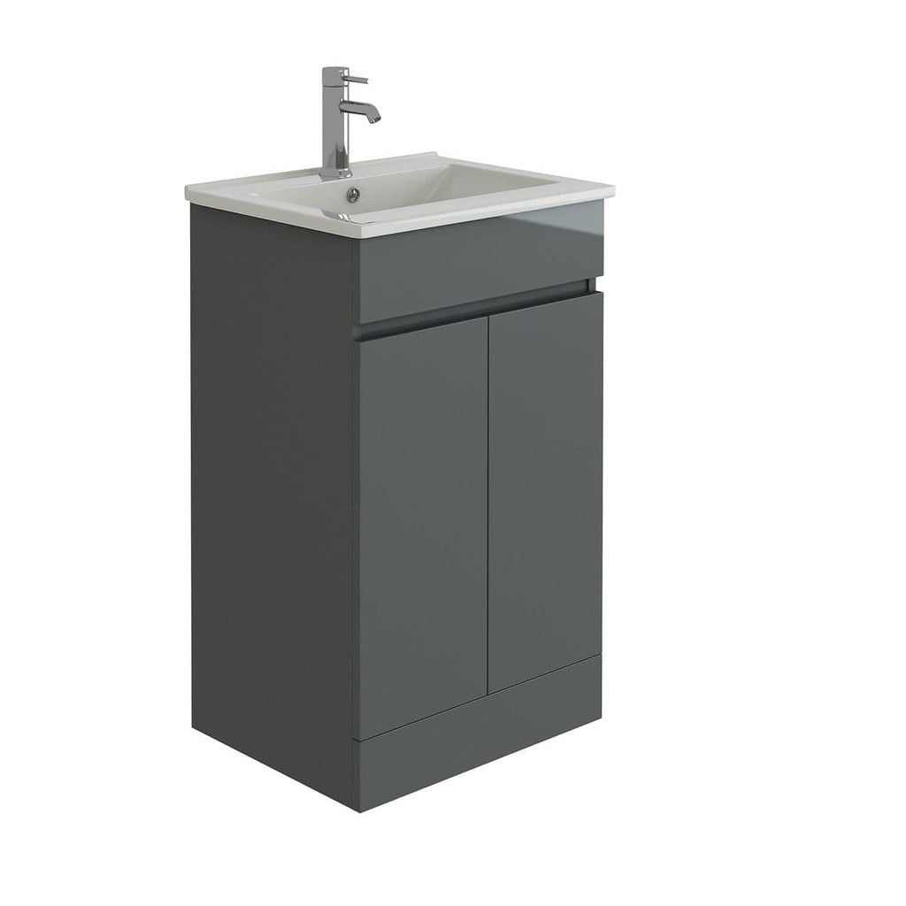 Modern 2 Door Floor Standing Vanity Unit With Basin - 1 TH