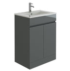 Modern 2 Door Floor Standing Vanity Unit With Basin - 1 TH