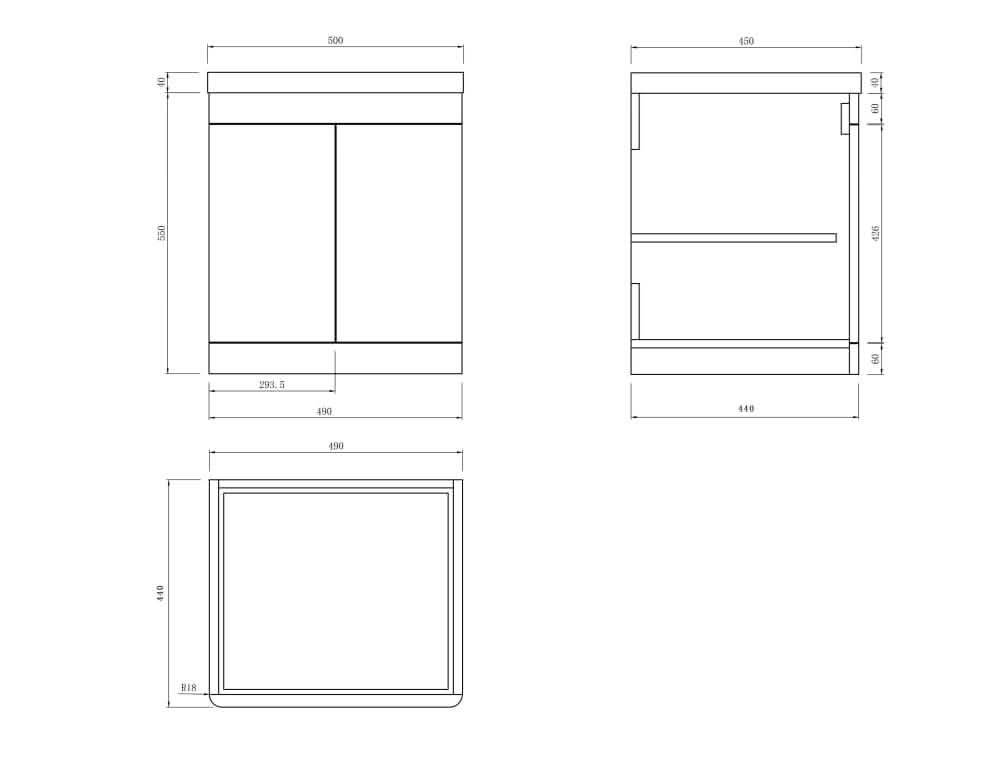 Orion 500 Wall hung 2 door unit and basin