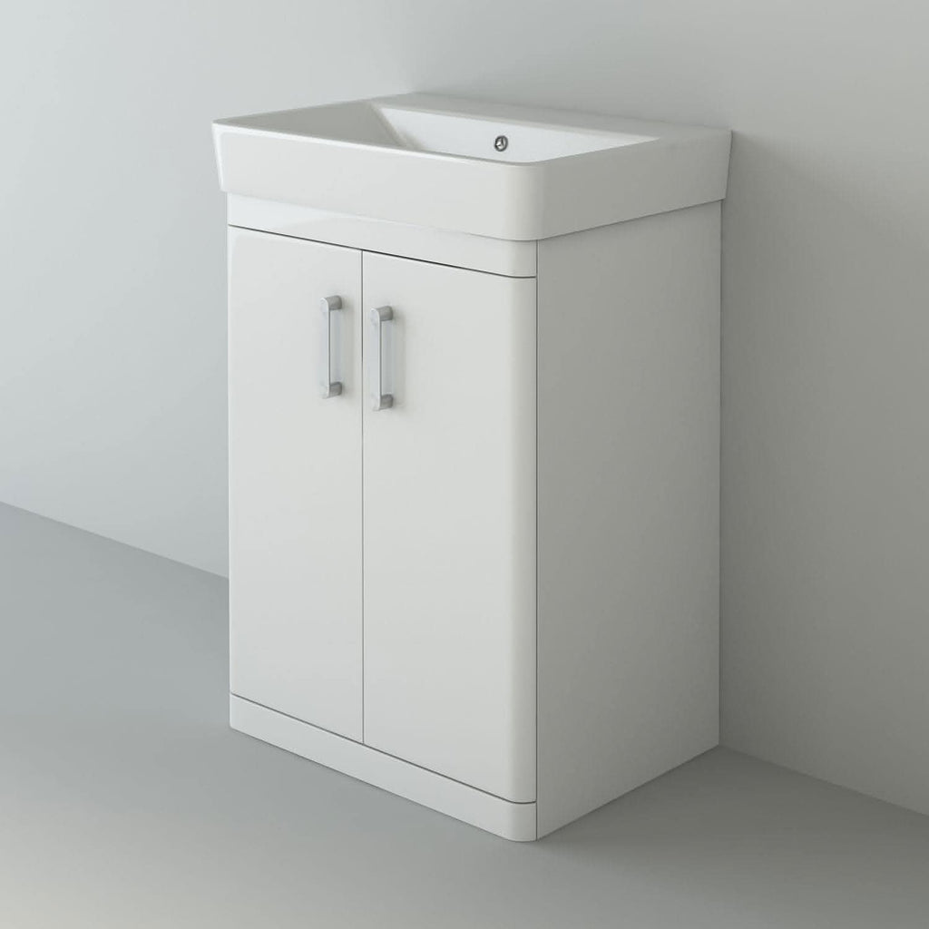Solar Luxury Waterproof 2 Door Floorstanding Vanity Unit With Basin - 960mm x 600mm