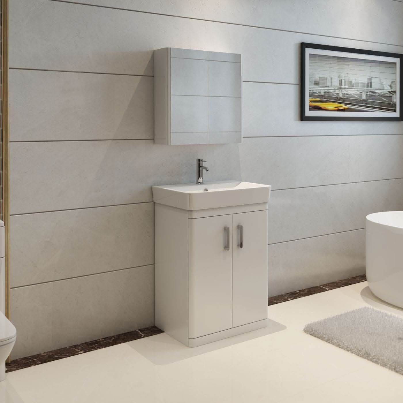 Solar Luxury Waterproof 2 Door Floorstanding Vanity Unit With Basin - 960mm x 600mm