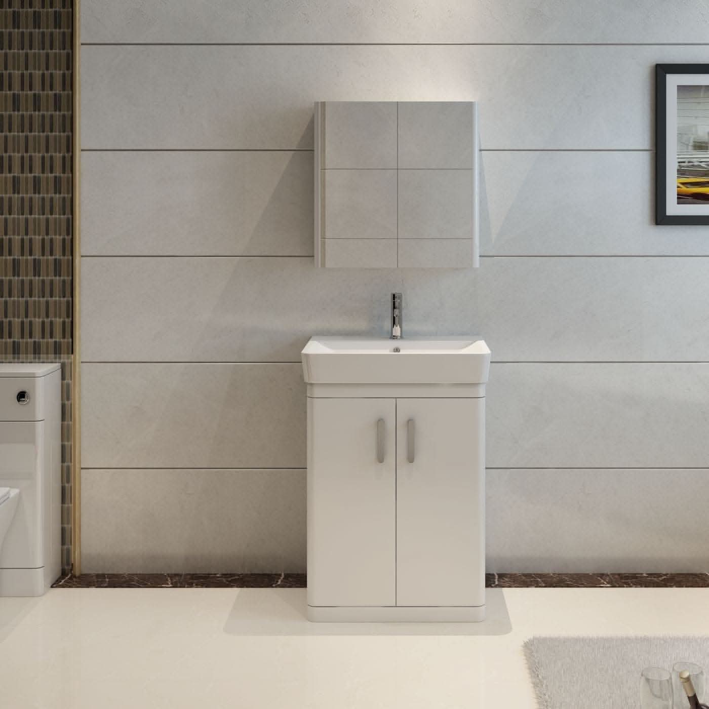 Solar Luxury Waterproof 2 Door Floorstanding Vanity Unit With Basin - 960mm x 600mm