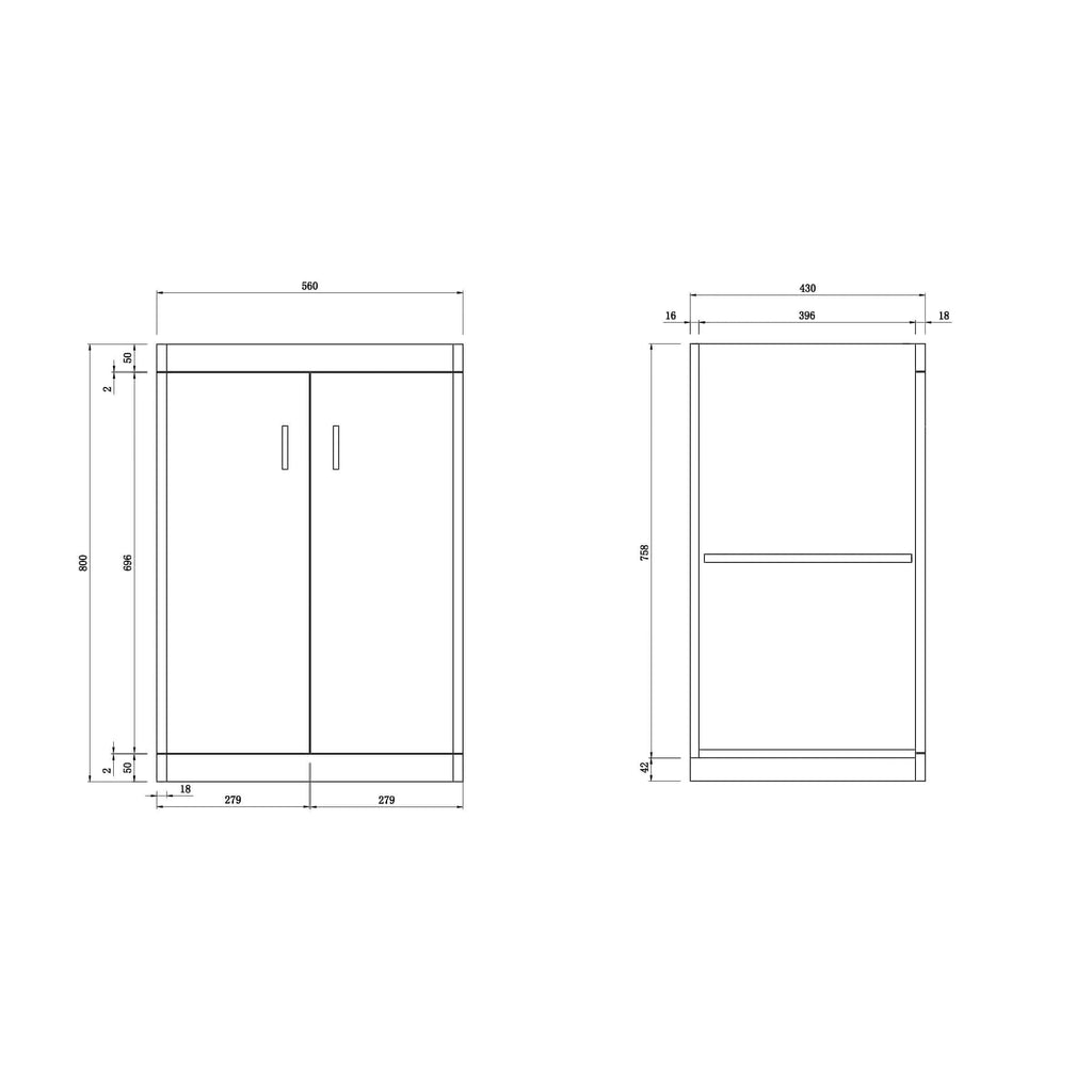 Solar Luxury Waterproof 2 Door Floorstanding Vanity Unit With Basin - 960mm x 600mm