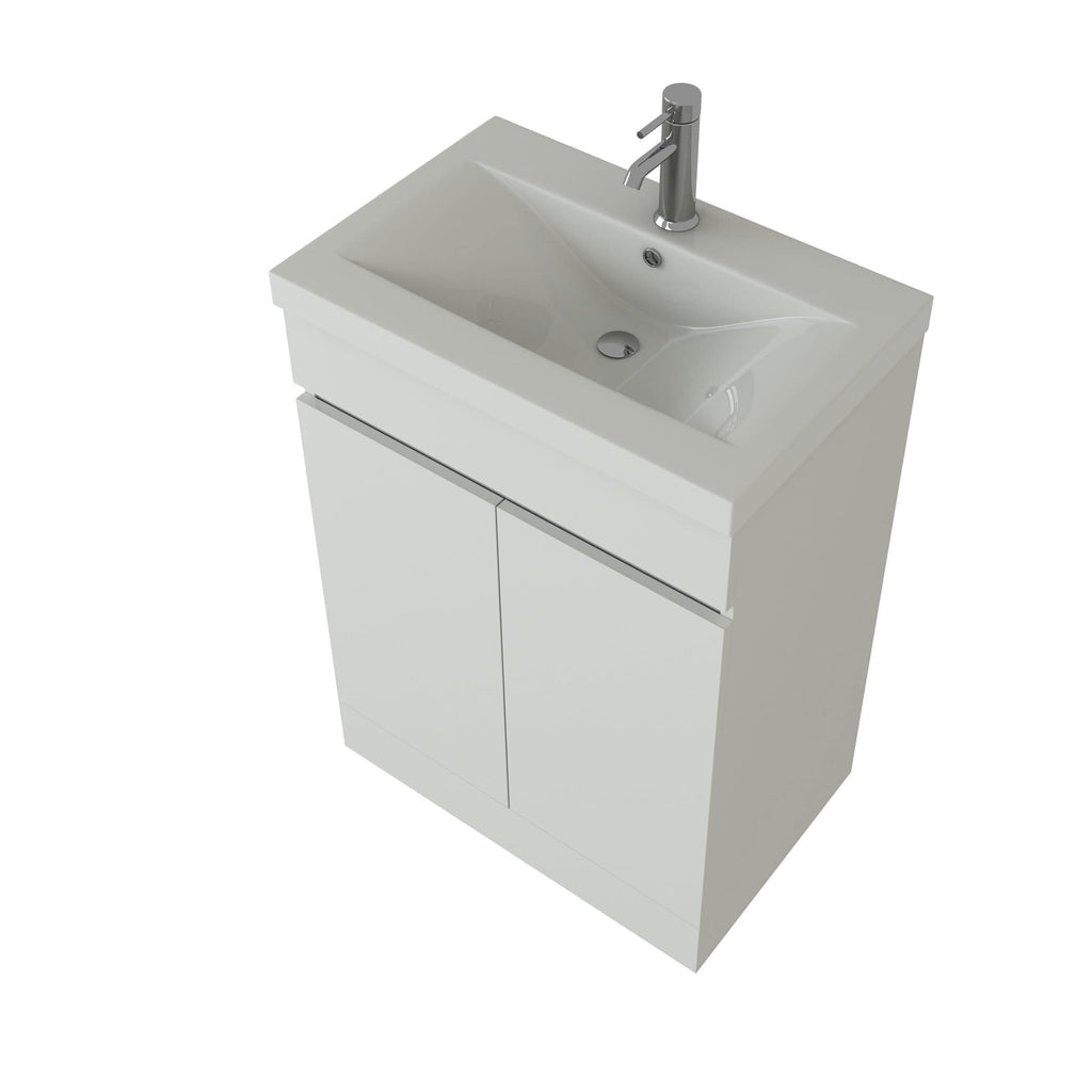 VeeBath Floor Standing Vanity Unit With Mid Edge Basin - 500mm Wide