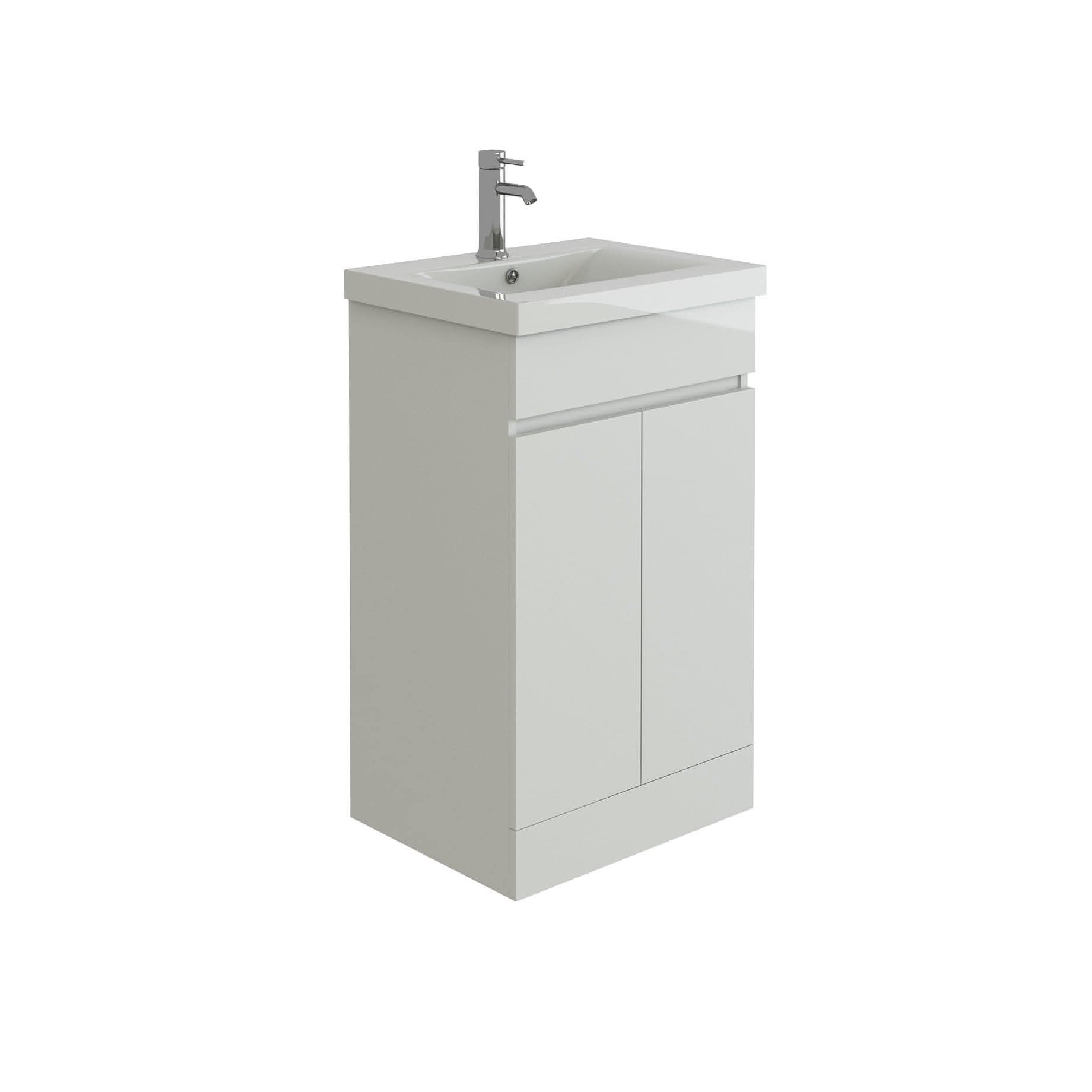VeeBath Floor Standing Vanity Unit With Mid Edge Basin - 500mm Wide