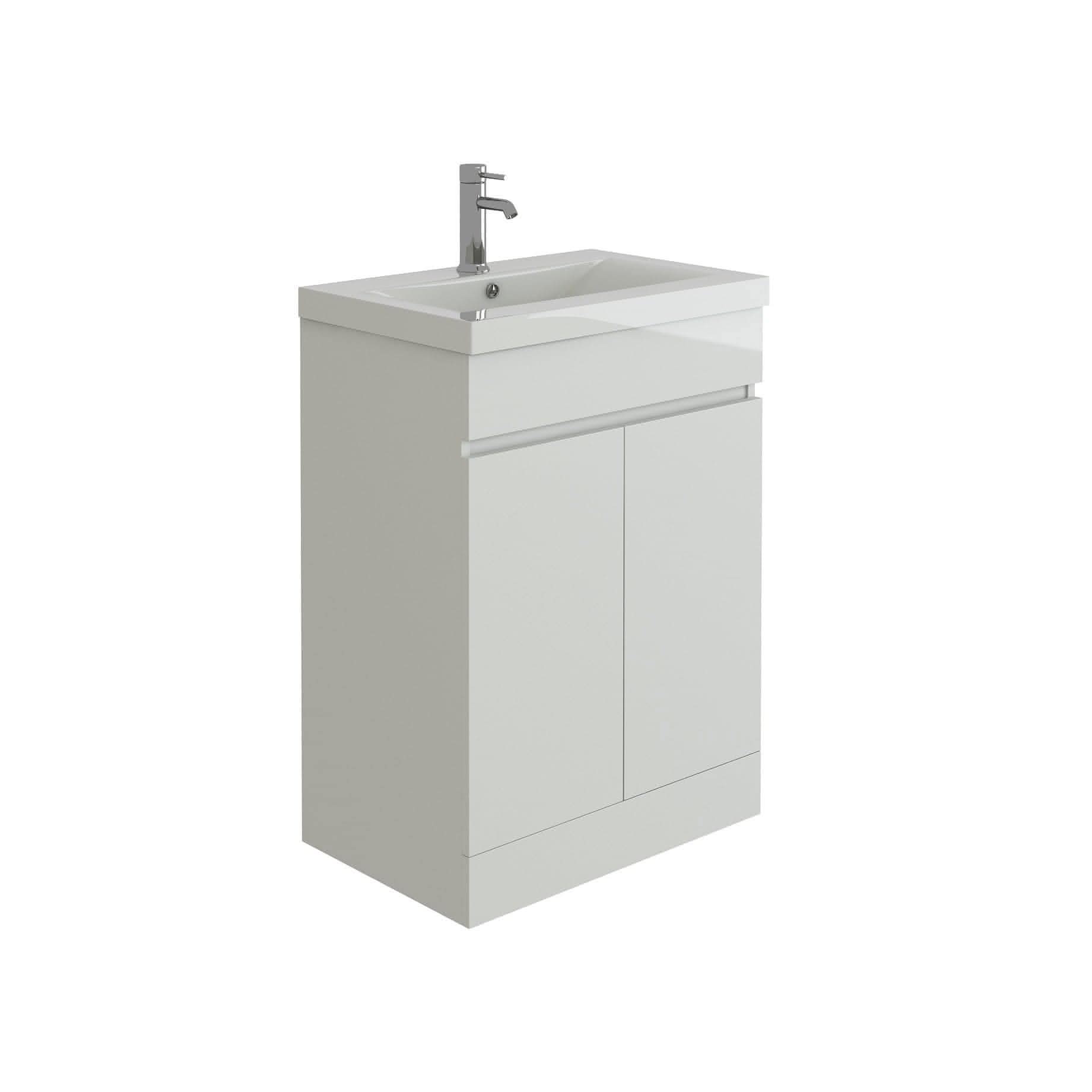 VeeBath Floor Standing Vanity Unit With Mid Edge Basin - 500mm Wide