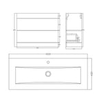 Desire Venus 1000 Mid Edged Basin Unit -2 Storage Section
