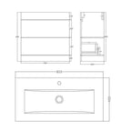 Desire Venus 800 Mid Edged Basin Unit -2 Storage Section