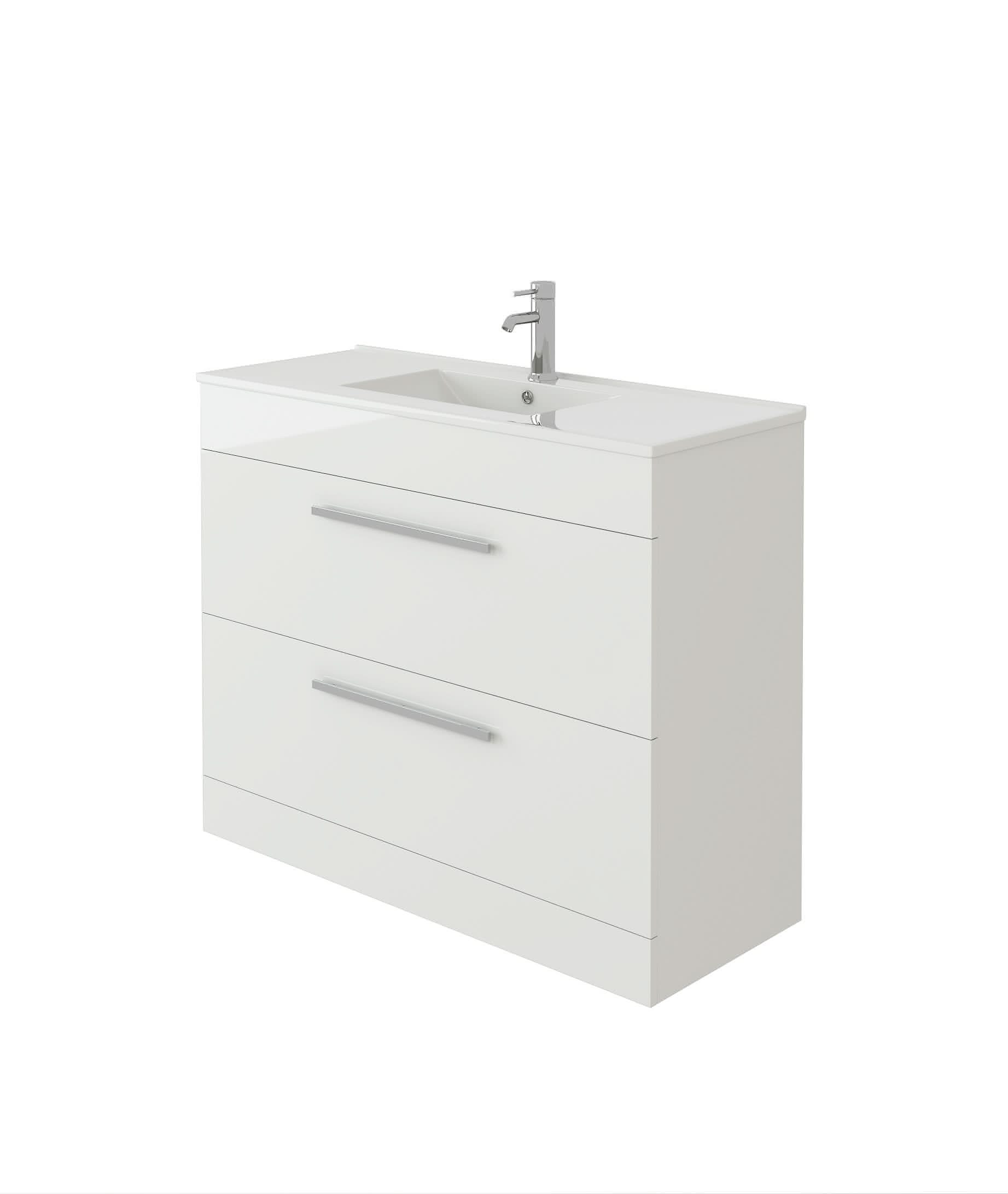 Desire Venus 800 White FS Unit and Slim-Edge Basin (Drawer & Flap)