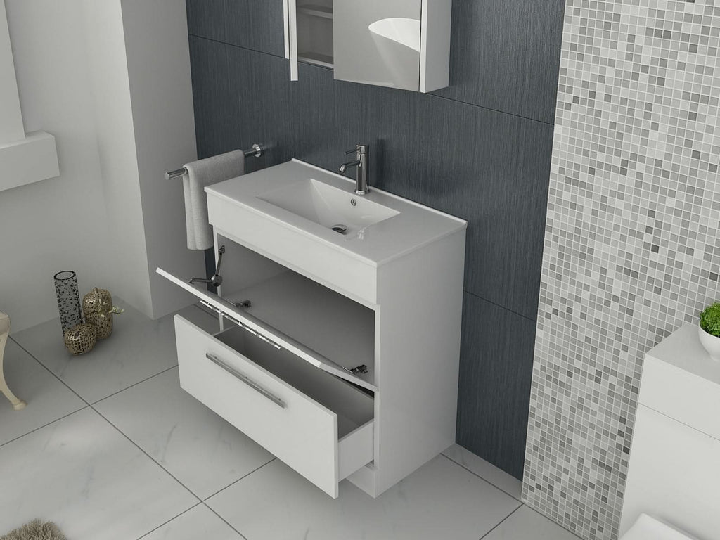 Desire Venus 800 White FS Unit and Slim-Edge Basin (Drawer & Flap)