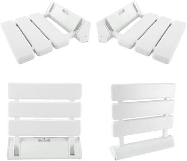 iBathUK Senda Folding Shower Seat Wall Mounted, Fold Up Shower Stool, Shower Chair Foldable Bathroom Stool for Elderly, White