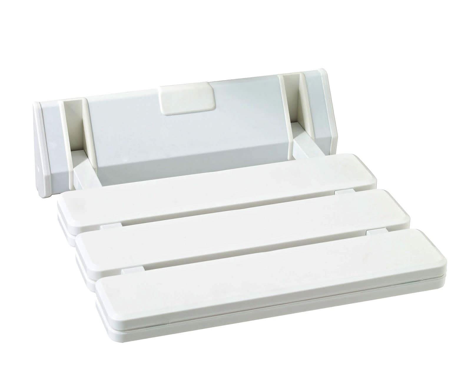 iBathUK Senda Folding Shower Seat Wall Mounted, Fold Up Shower Stool, Shower Chair Foldable Bathroom Stool for Elderly, White