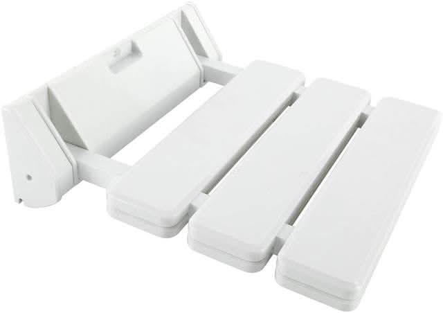 iBathUK Senda Folding Shower Seat Wall Mounted, Fold Up Shower Stool, Shower Chair Foldable Bathroom Stool for Elderly, White