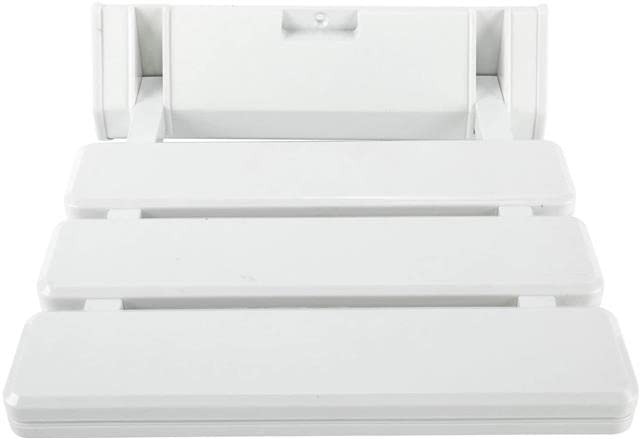 iBathUK Senda Folding Shower Seat Wall Mounted, Fold Up Shower Stool, Shower Chair Foldable Bathroom Stool for Elderly, White