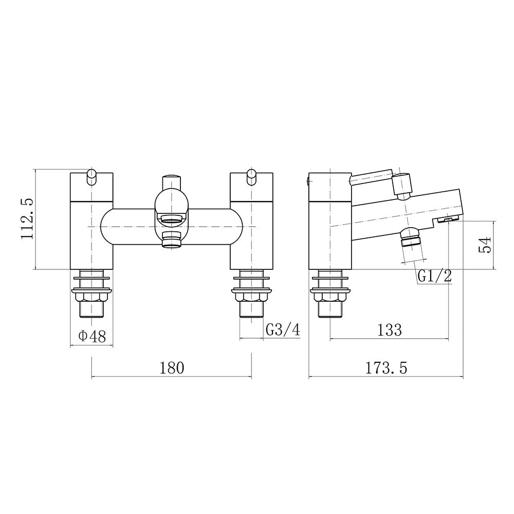 Dixon Round lever Bath Shower Mixer Tap with Kit - Brushed Brass
