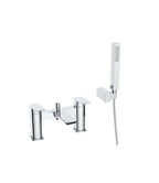 Lunar Soft Square Bath Shower Mixer Tap with Kit - Chrome