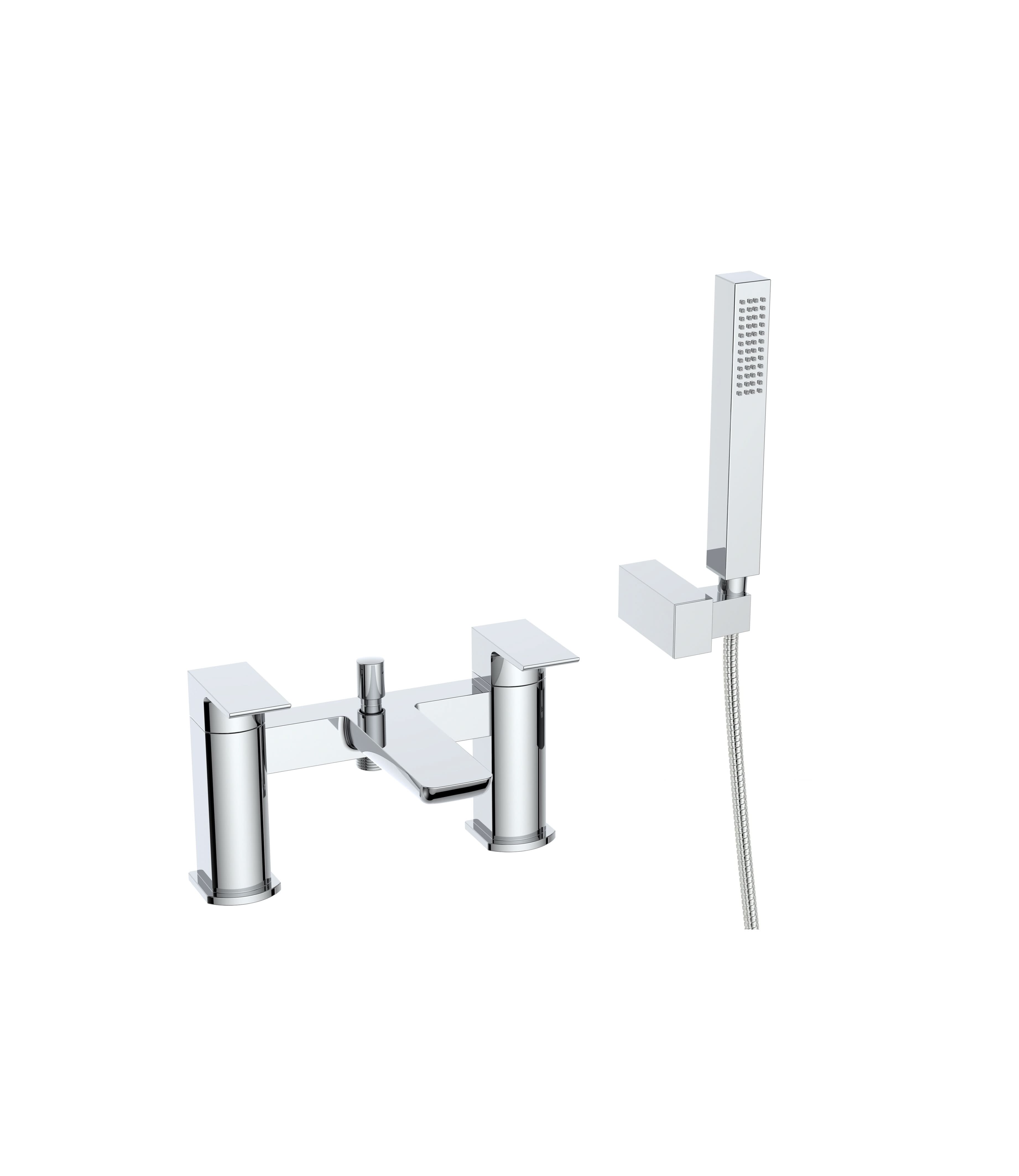 Lunar Soft Square Bath Shower Mixer Tap with Kit - Chrome