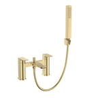 Lunar Soft Square Bath Shower Mixer Tap with Kit - Brushed Brass
