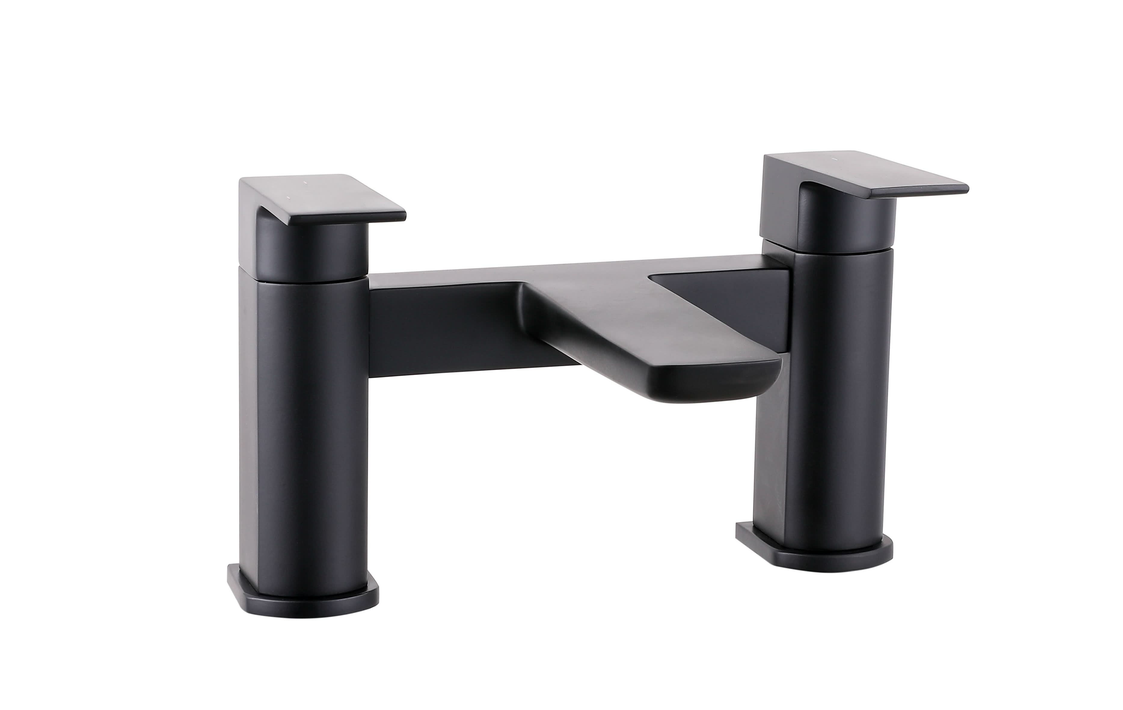 Lunar Soft Square Bath Filler Mixer Tap - Matt Black