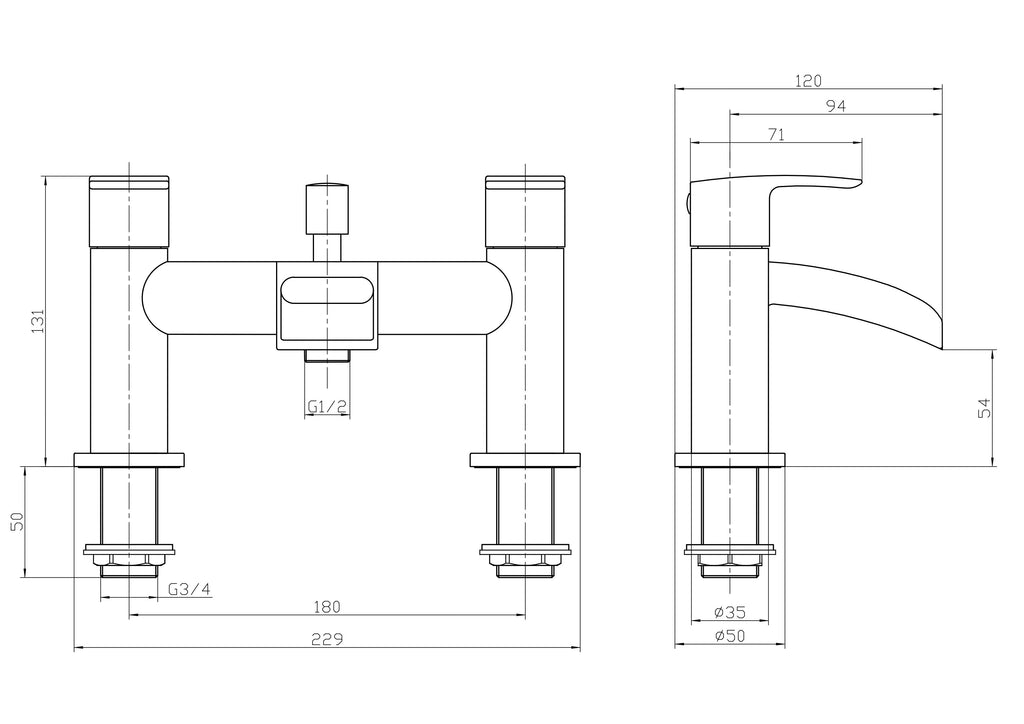 Symphony Round Waterfall Bath Shower Mixer Tap with Kit - Matt Black