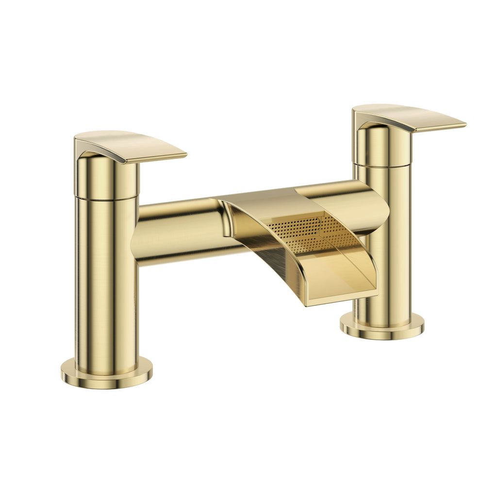 Symphony Round Waterfall Bath Filler Mixer Tap - Brushed Brass