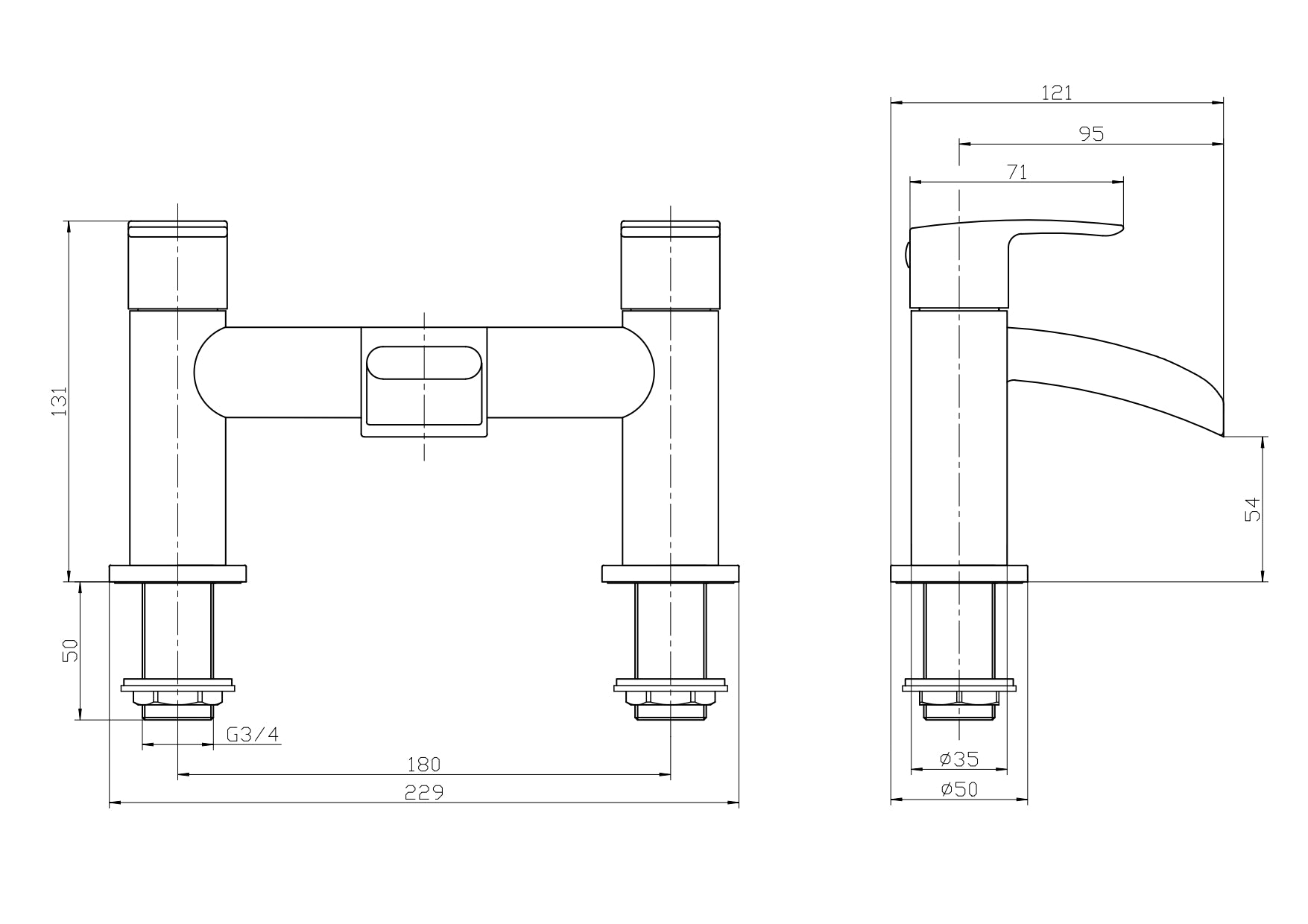 Symphony Round Waterfall Bath Filler Mixer Tap - Matt Black