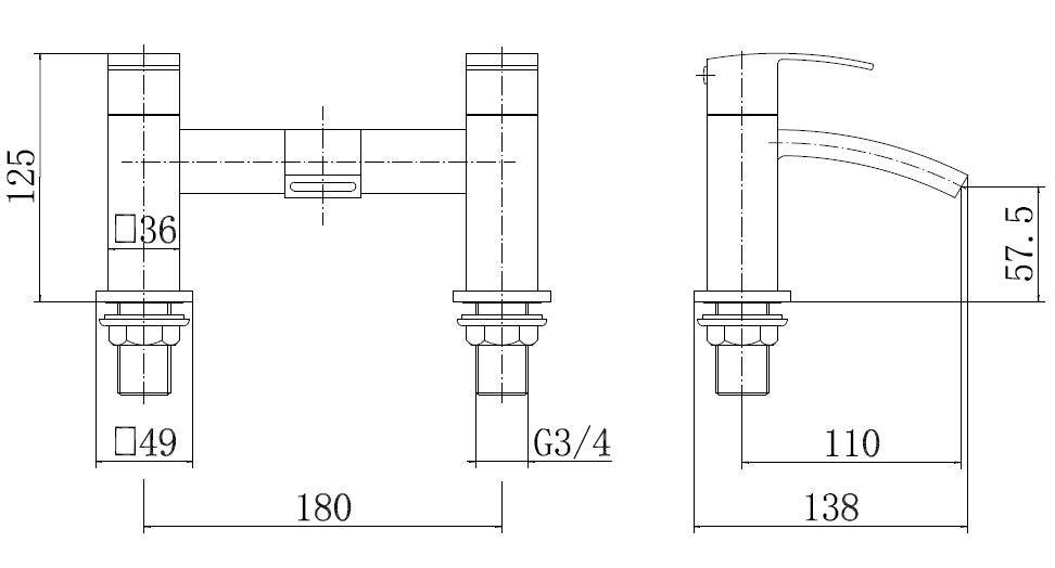 Trace Bath Filler chrome