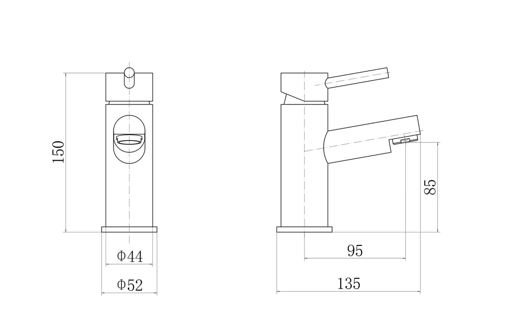 Dixon Round Lever Mono Basin Mixer Tap - Matt Black