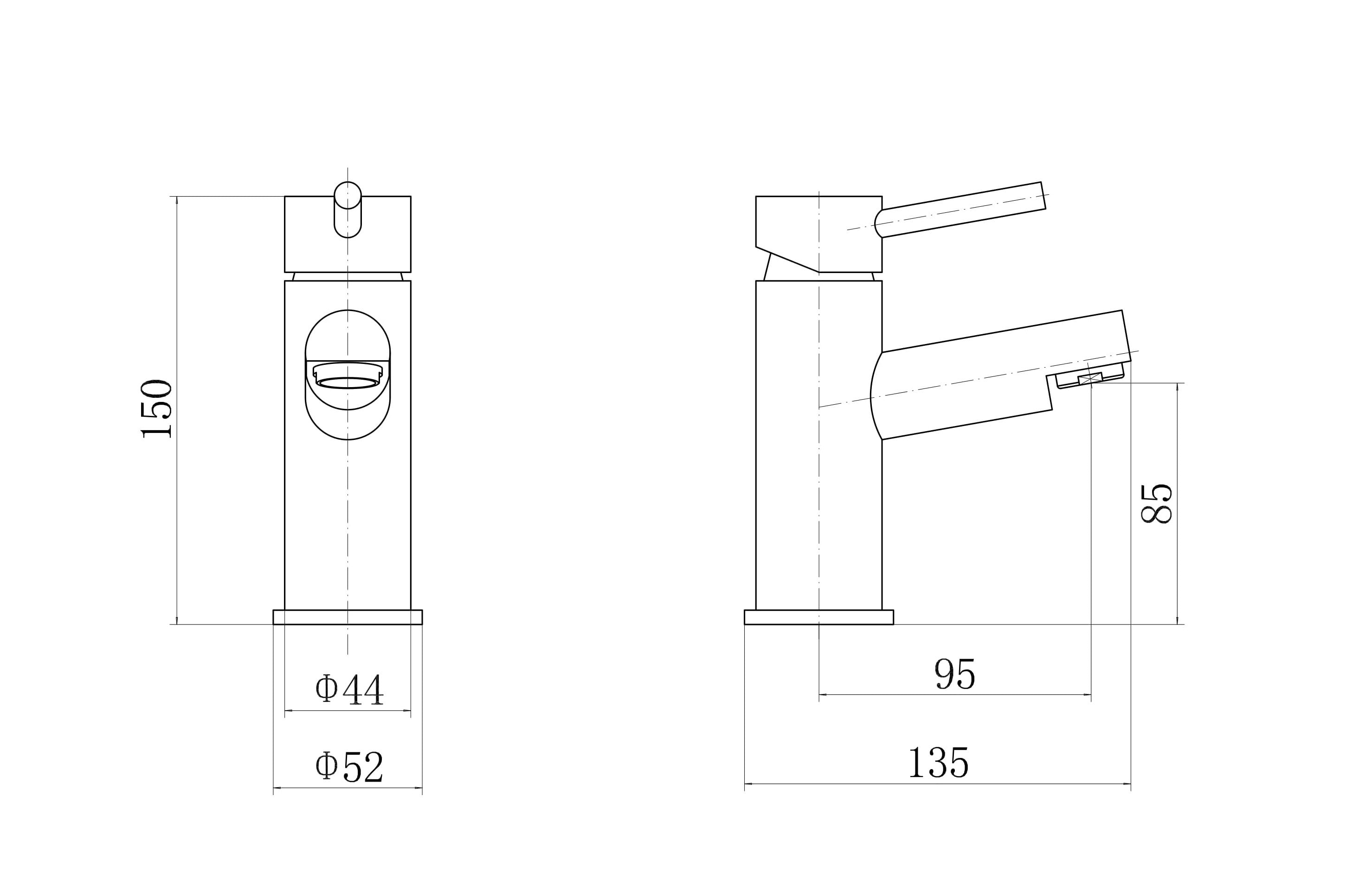 Dixon Round Lever Mono Basin Mixer Tap - Matt Black