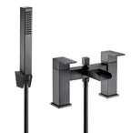 VeeBath Kinetic Square Waterfall Bath Shower Mixer Filler Tap Matt Black Bath and Shower Mixer