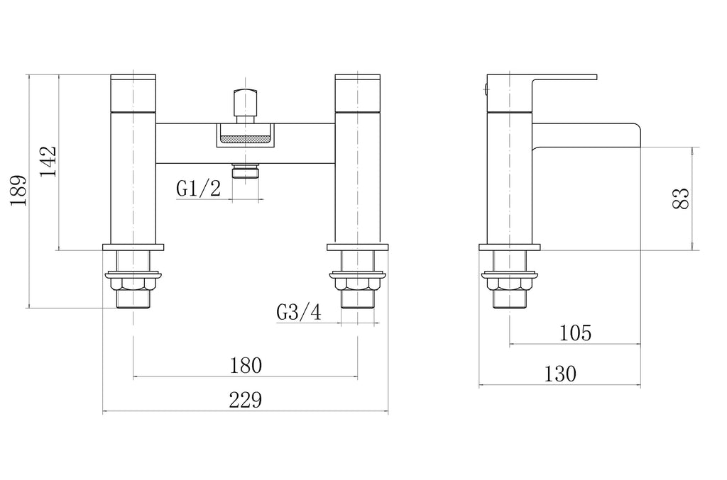 VeeBath Kinetic Square Waterfall Bath Shower Mixer Filler Tap Matt Black Bath and Shower Mixer