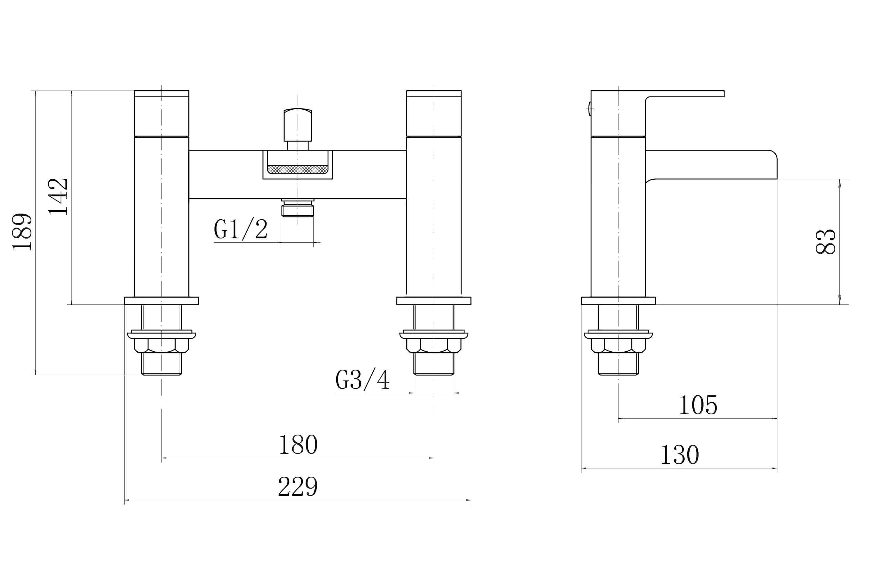 VeeBath Kinetic Square Waterfall Bath Shower Mixer Filler Tap Matt Black Bath and Shower Mixer