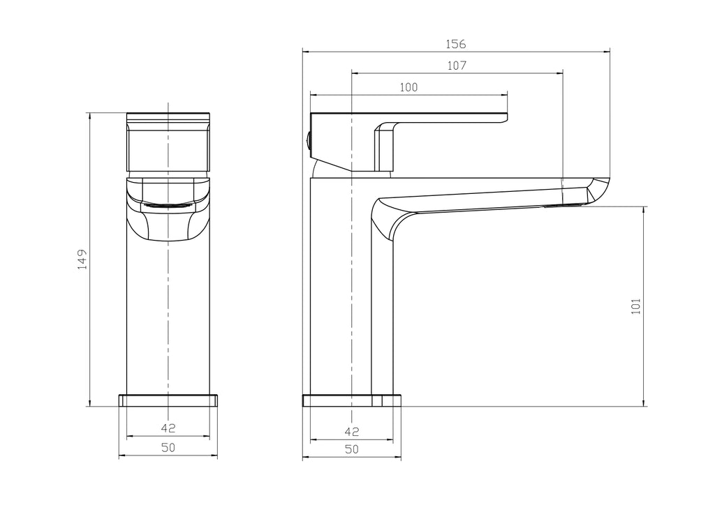 Lunar Soft Square Mono Basin Mixer Tap with Waste - Matt Black