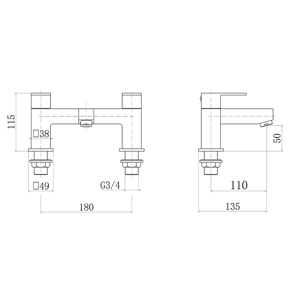 Munro Square Bath Filler Mixer Tap - Matt Black