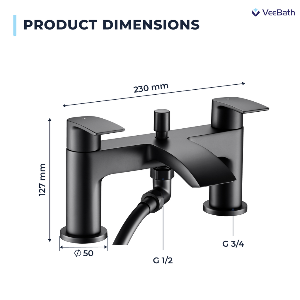 Carter Bath Shower Mixer - Matt Black