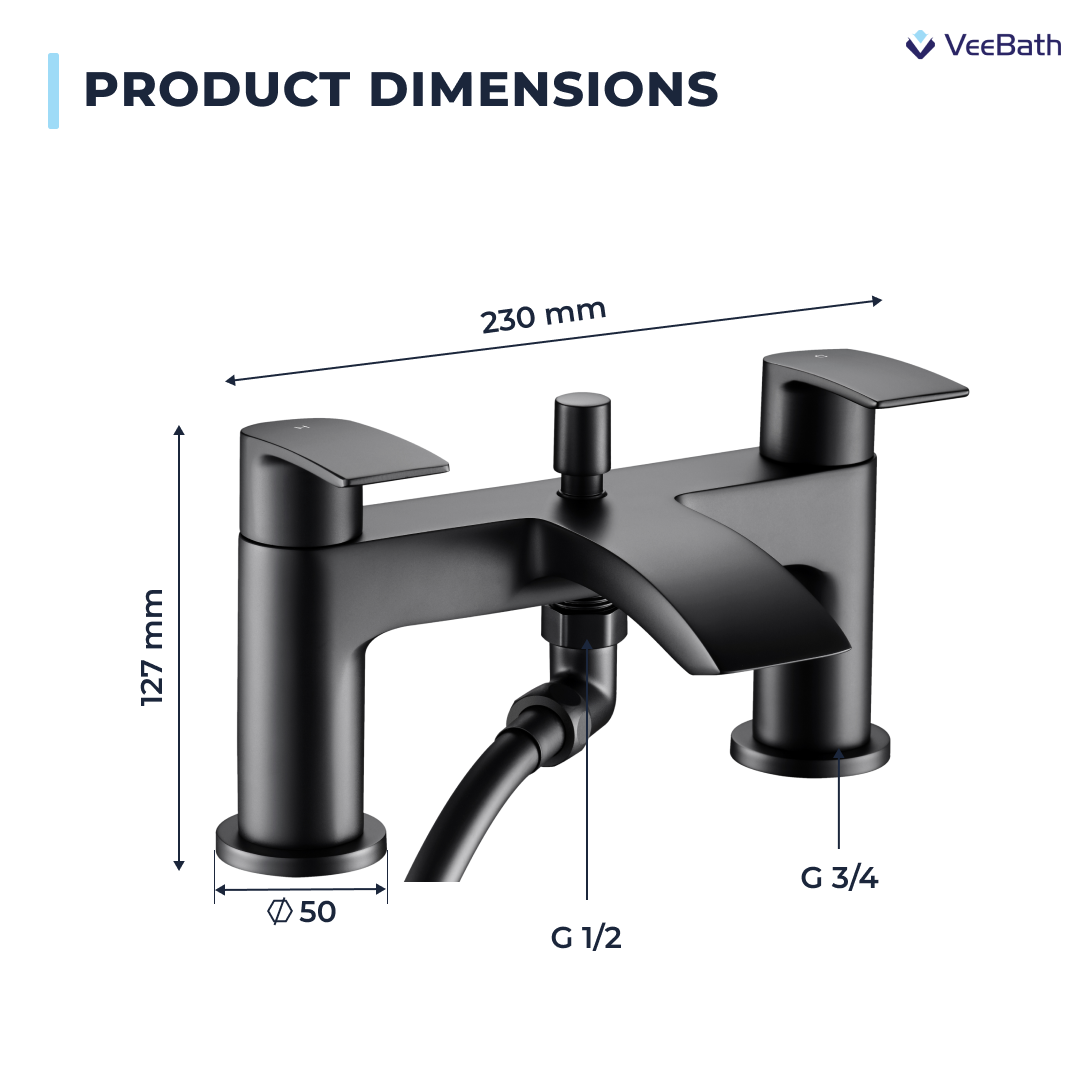 Carter Bath Shower Mixer - Matt Black