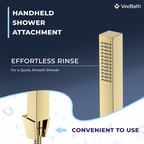 Kelvin Square Waterfall Bath Shower Mixer Tap with Kit - Brushed Brass