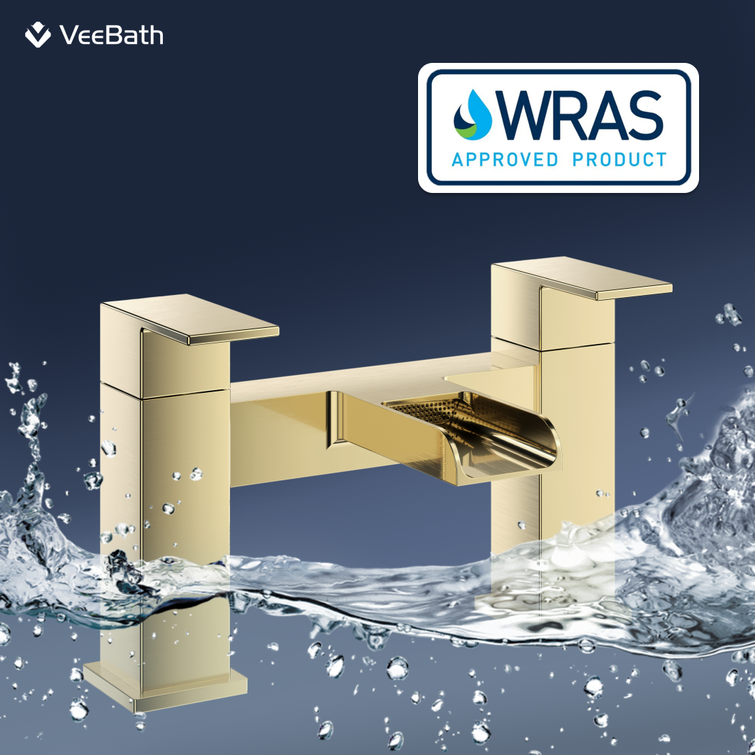 Kelvin Square Waterfall Bath Filler Mixer Tap - Brushed Brass