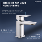 Lunar Soft Square Mono Basin Mixer Tap with Waste - Chrome