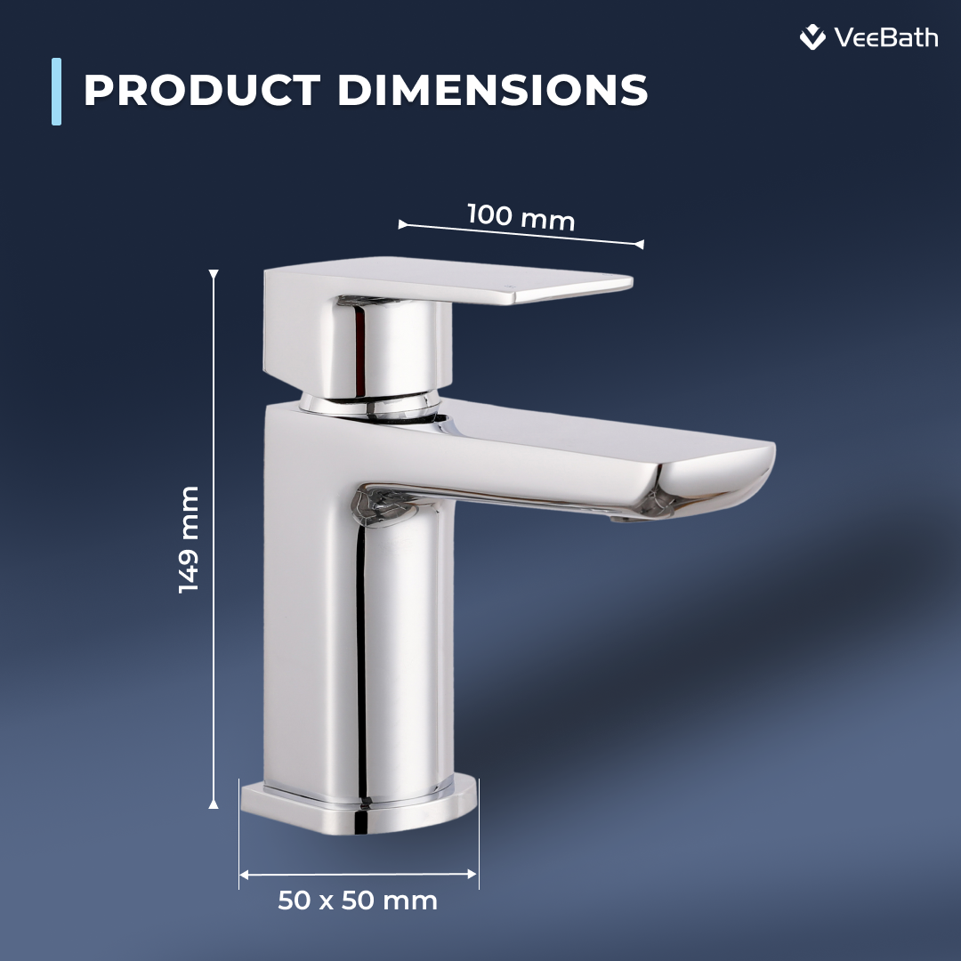 Lunar Soft Square Mono Basin Mixer Tap with Waste - Chrome