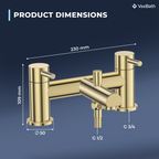 Dixon Round lever Bath Shower Mixer Tap with Kit - Brushed Brass