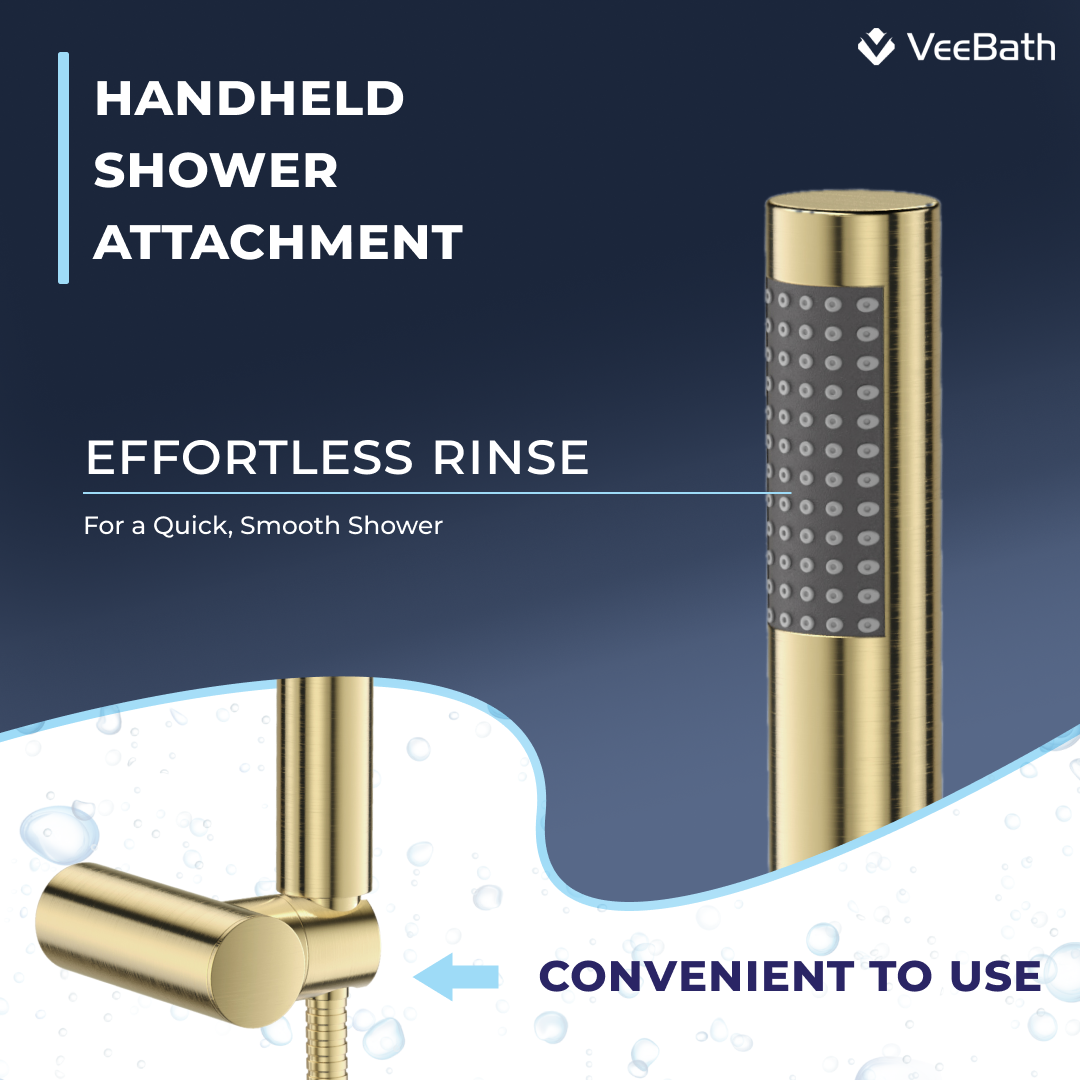 Dixon Round lever Bath Shower Mixer Tap with Kit - Brushed Brass