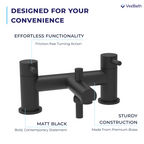 Dixon Round lever Bath Shower Mixer Tap with Kit - Matt Black