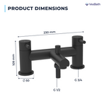 Dixon Round lever Bath Shower Mixer Tap with Kit - Matt Black