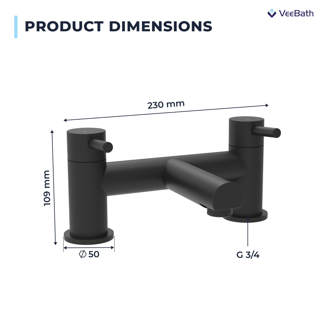 Dixon Round Bath Filler Mixer Tap - Matt Black