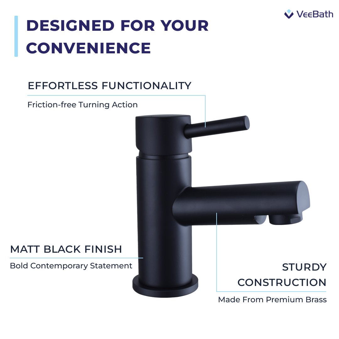 Dixon Round Lever Mono Basin Mixer Tap - Matt Black