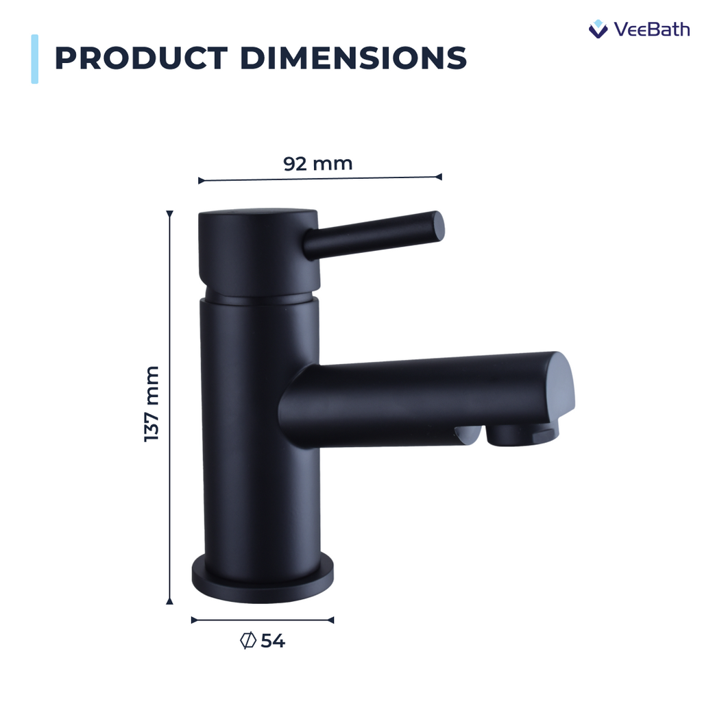 Dixon Round Lever Mono Basin Mixer Tap - Matt Black