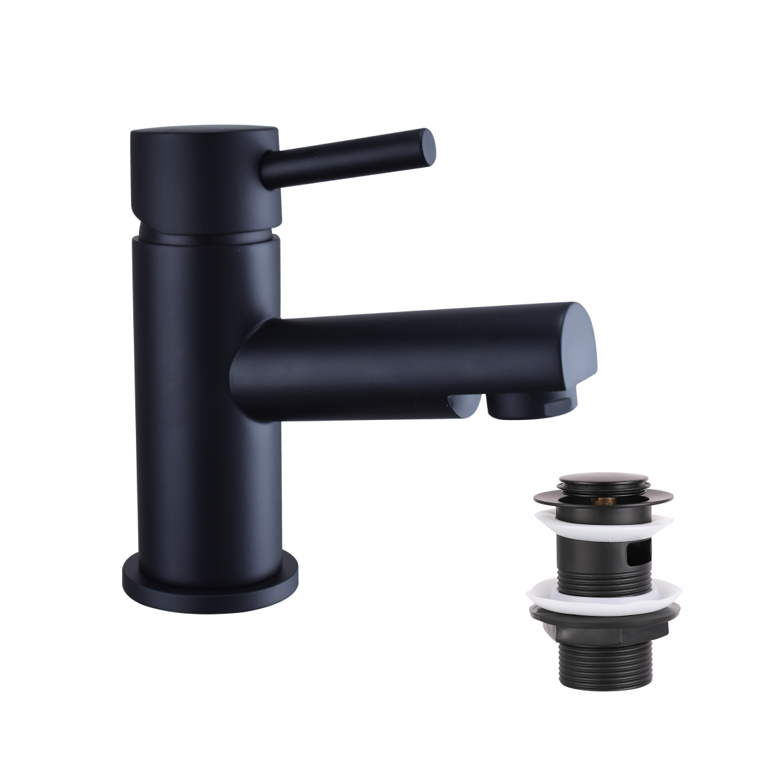 Dixon Round Lever Mono Basin Mixer Tap - Matt Black